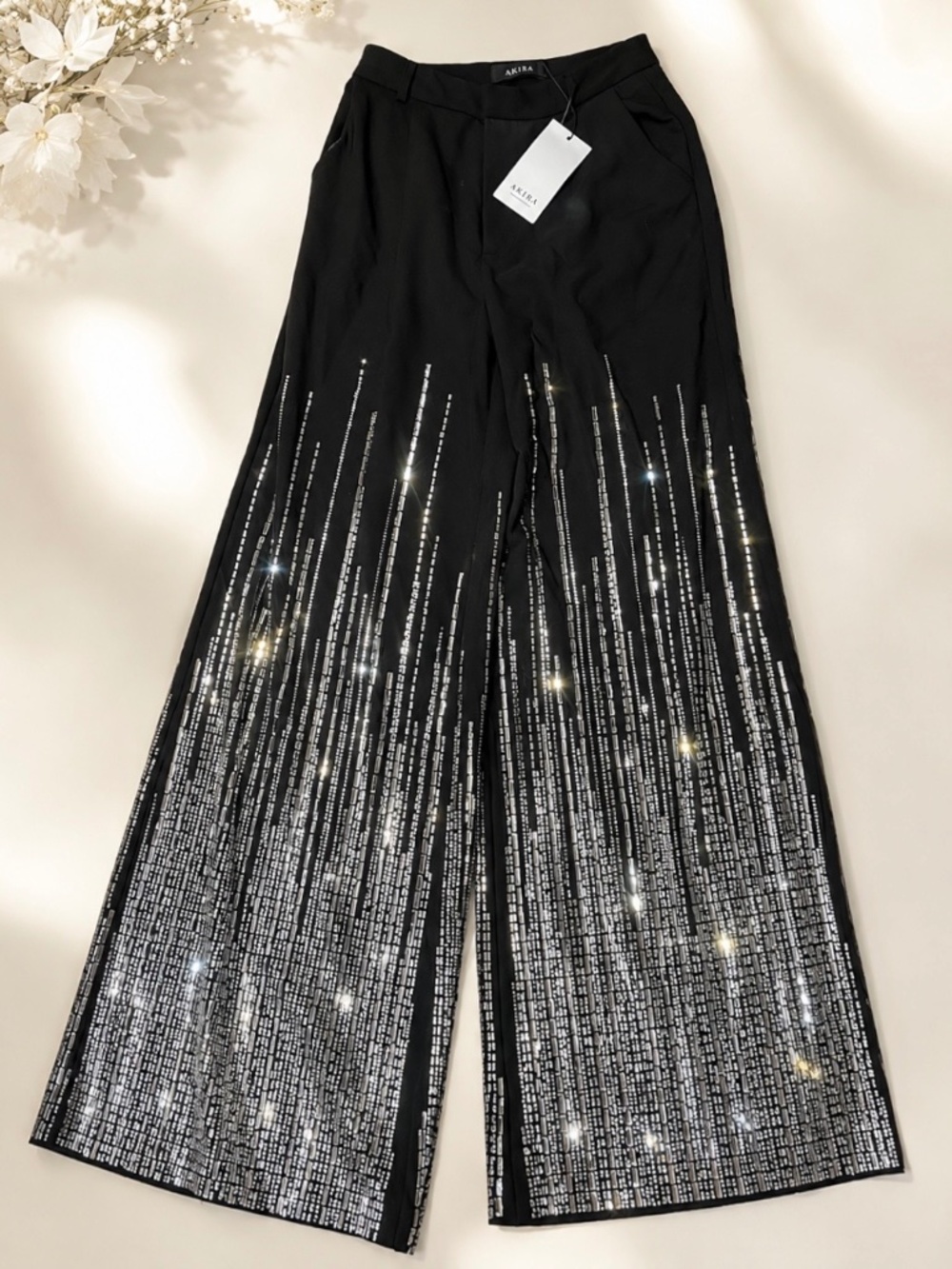 AKIRA Rhinestone Wide Leg Pants – NWT ✨